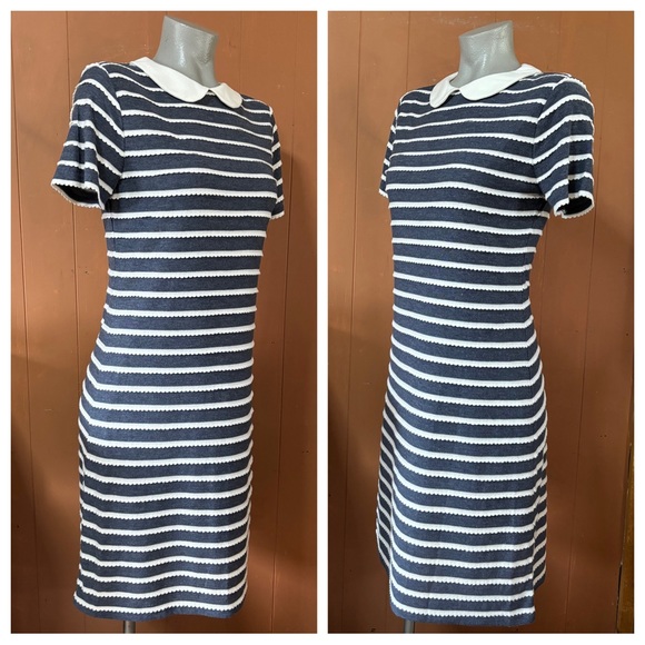NWT Maison Jules Peter Pan Collar Striped Dress, Small - Picture 3 of 9